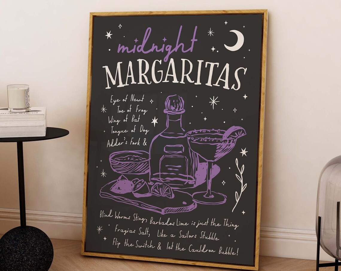 Midnight Margaritas Witchy Cocktail Recipe Art Poster for Bar Cart - Image 4