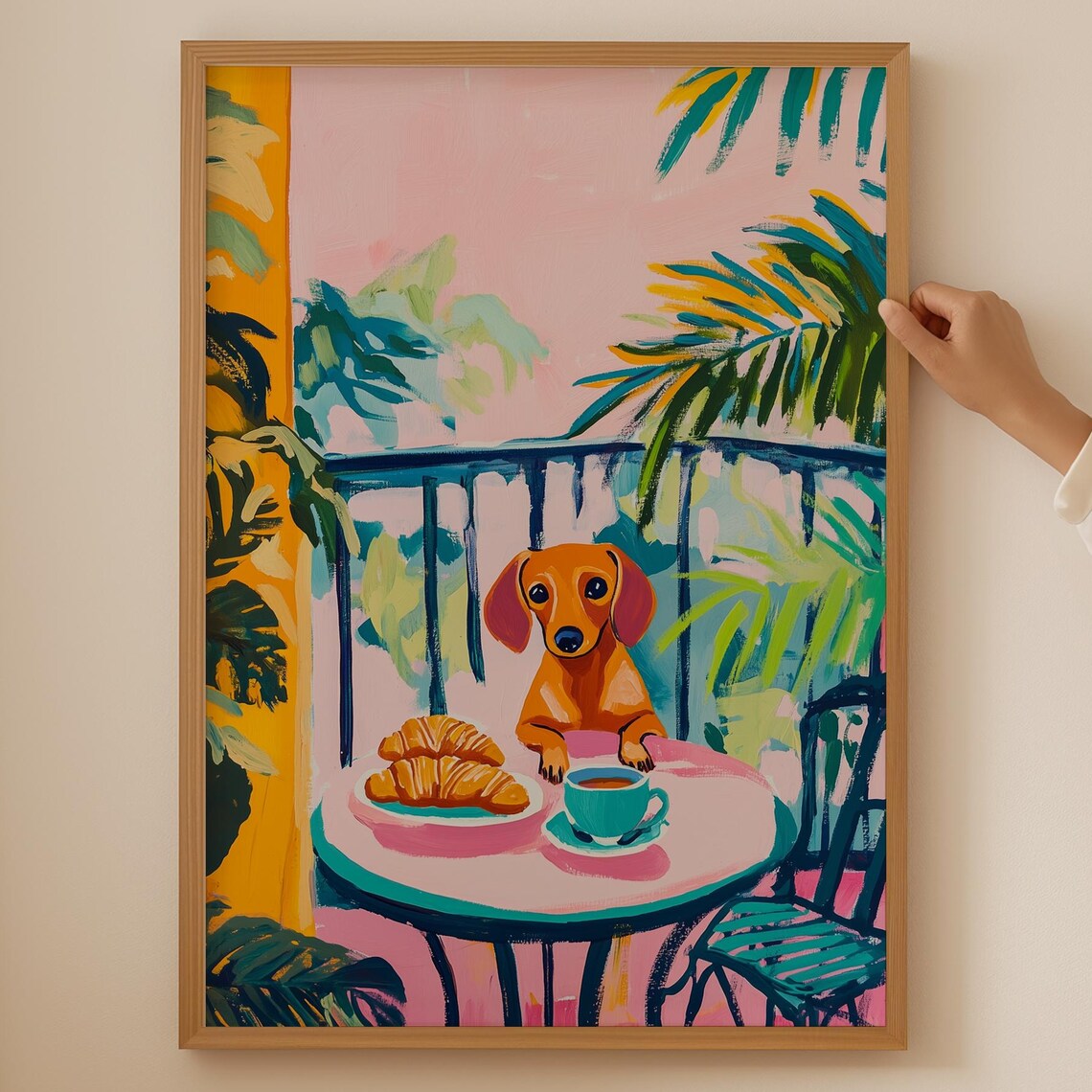 Dachshund Lover Poster, Trendy Coffee Kitchen Decor