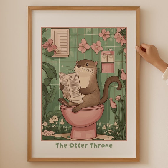 Otter Wall Art Wabi Sabi Cherry Blossom Poster Japanese For Room Decor Trendy Japandi Gift Or Bathroom