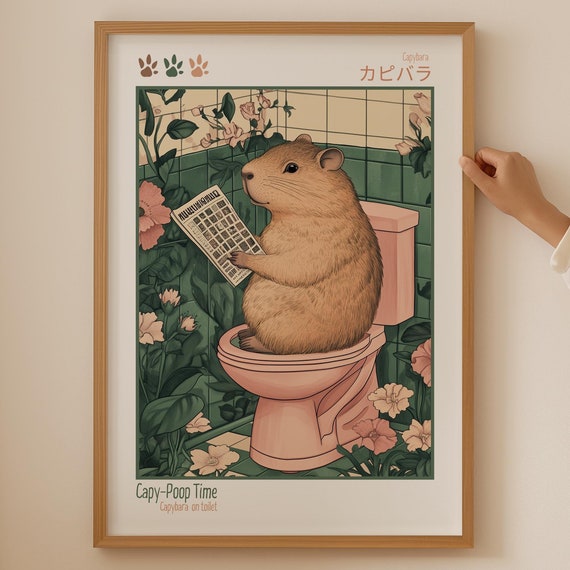 Japandi Capybara Print Wabi Sabi Poster As Gift Japanese Wall Art For Room Decor Trendy Above Couch