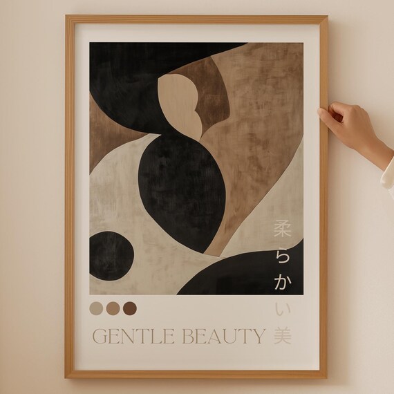 Geometric Beauty Japandi Poster Neutral Beige Japandi Wall Art Japanese Wall Art For Aesthetic Room Decor Abstract Wabi Sabi Art Print