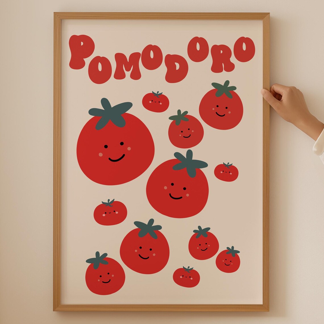 Pomodoro Smiling Tomatoes Retro Italian Kitchen Food Decor Print