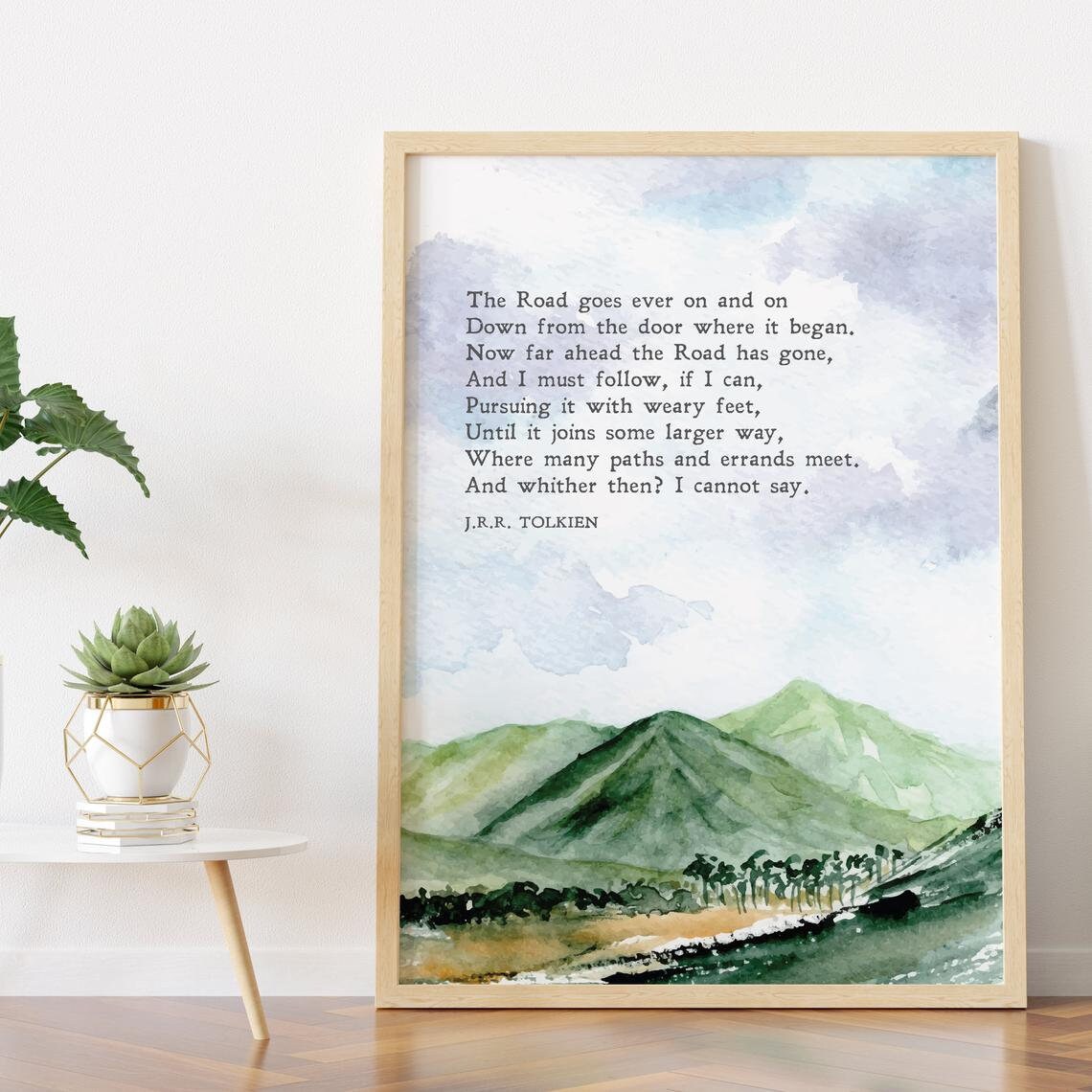 Tolkien's The Road Goes Ever On Quote Art Print - Image 2