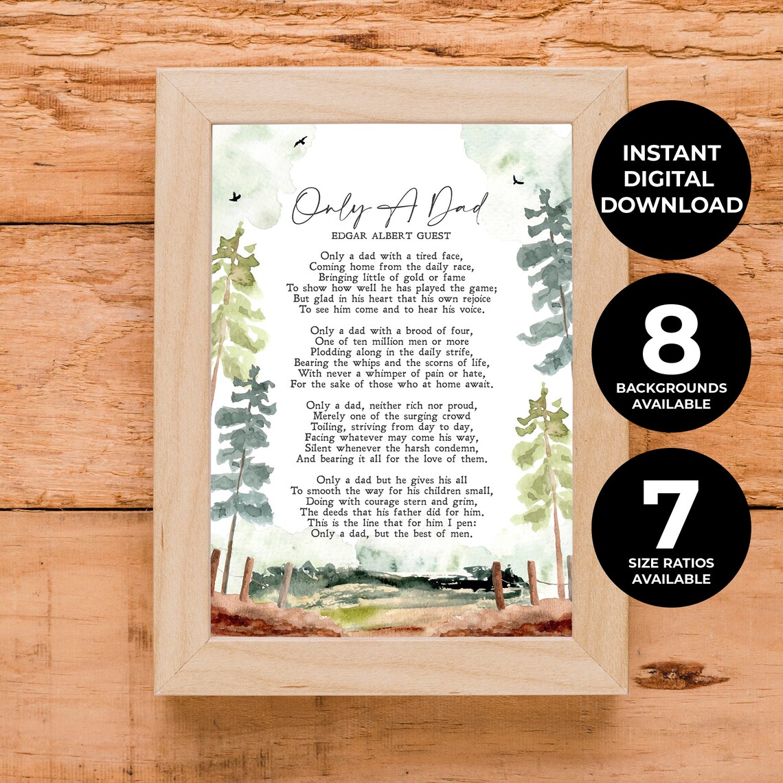 Only a Dad by Edgar Albert Guest, Quote Art Print