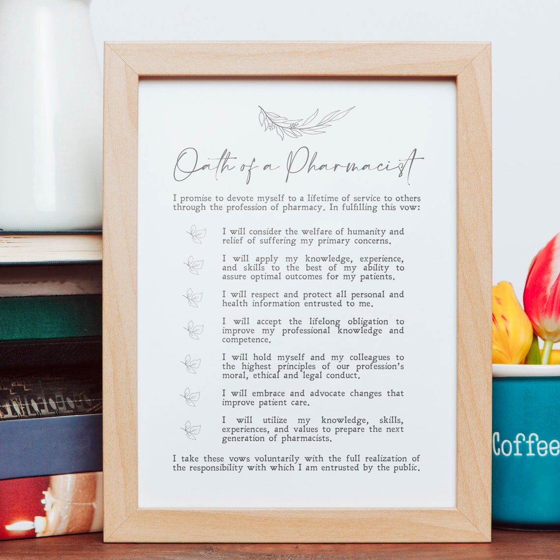 Oath of a Pharmacist Minimalist Motivation Art Print
