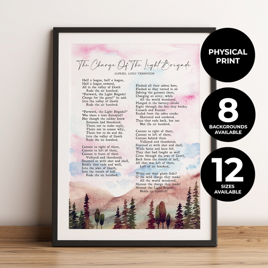 Alfred Lord Tennyson The Charge Of The Light Brigade Poem Poster