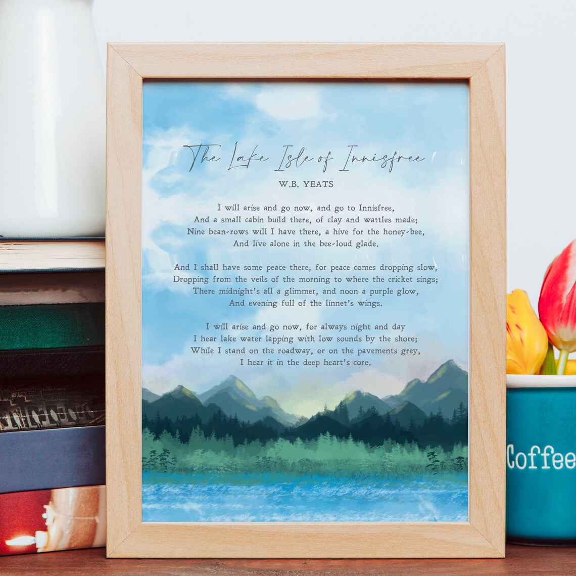 Lake Isle Of Innisfree Minimalist Art Print, Yeats Poem