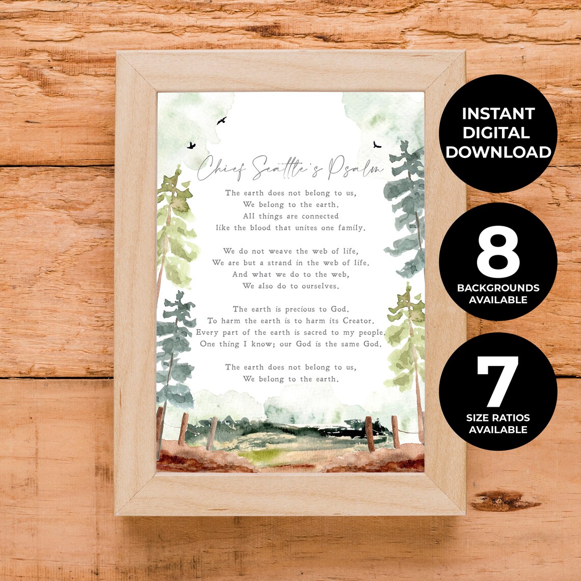 Chief Seattle's Psalm, Minimalist Quote Art Print