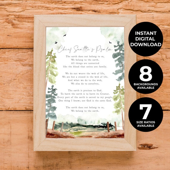 Chief Seattle's Psalm, Minimalist Quote Art Print