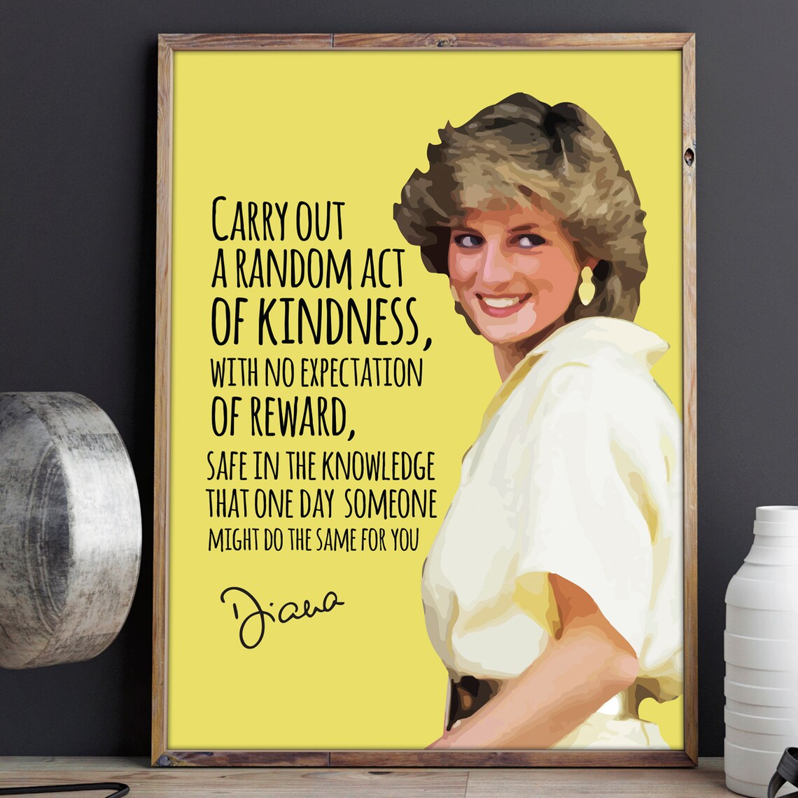 Princess Diana Quote on Kindness, Feminism Art Print