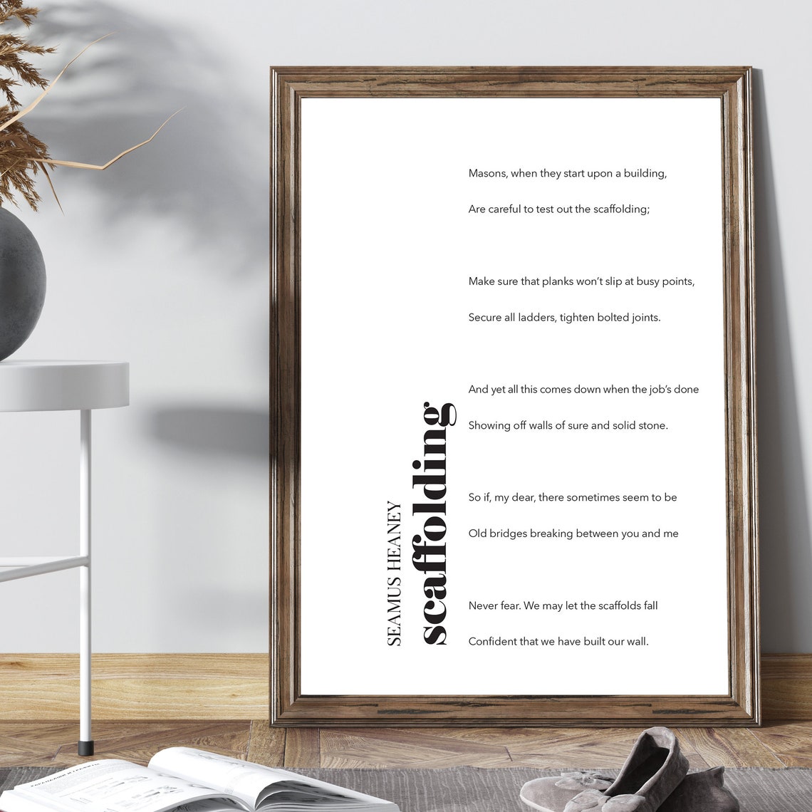 Seamus Heaney Scaffolding Love Poem Minimalist Typography Poster - Image 2