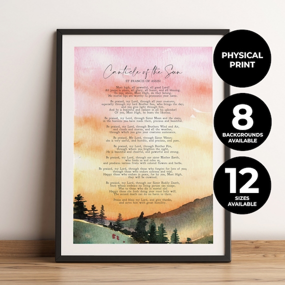 Canticle Of The Sun St Francis Assisi Prayer Sunset Hills Poster
