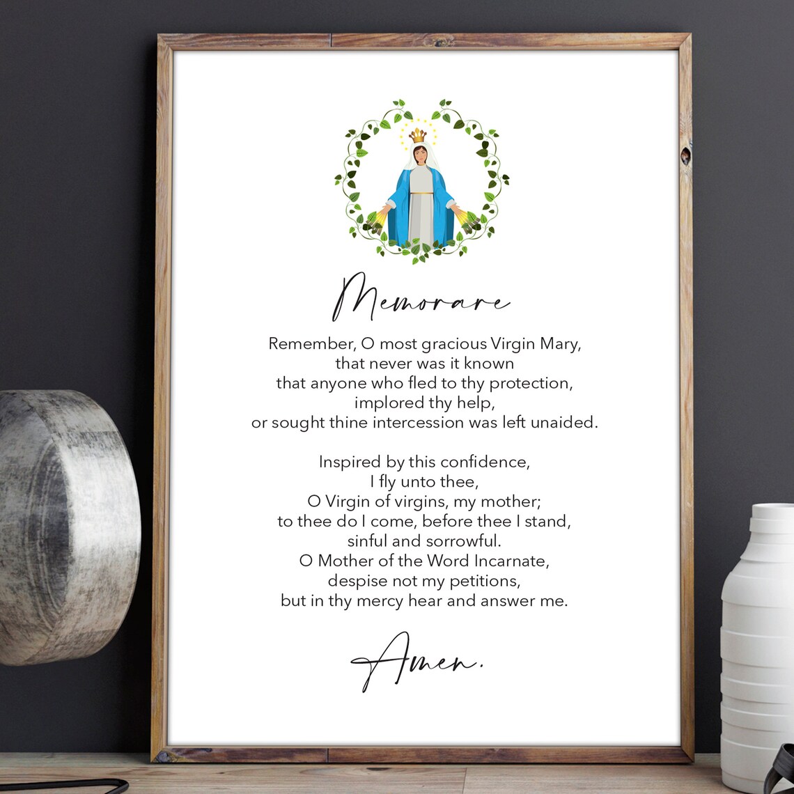 Memorare Christian Prayer Art Print for Mom, Mother's Day Gift