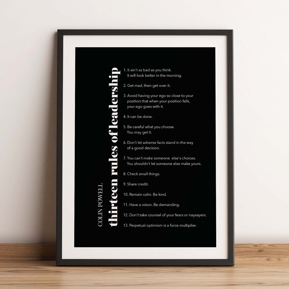 Colin Powell Thirteen Rules of Leadership Art Print - Image 2