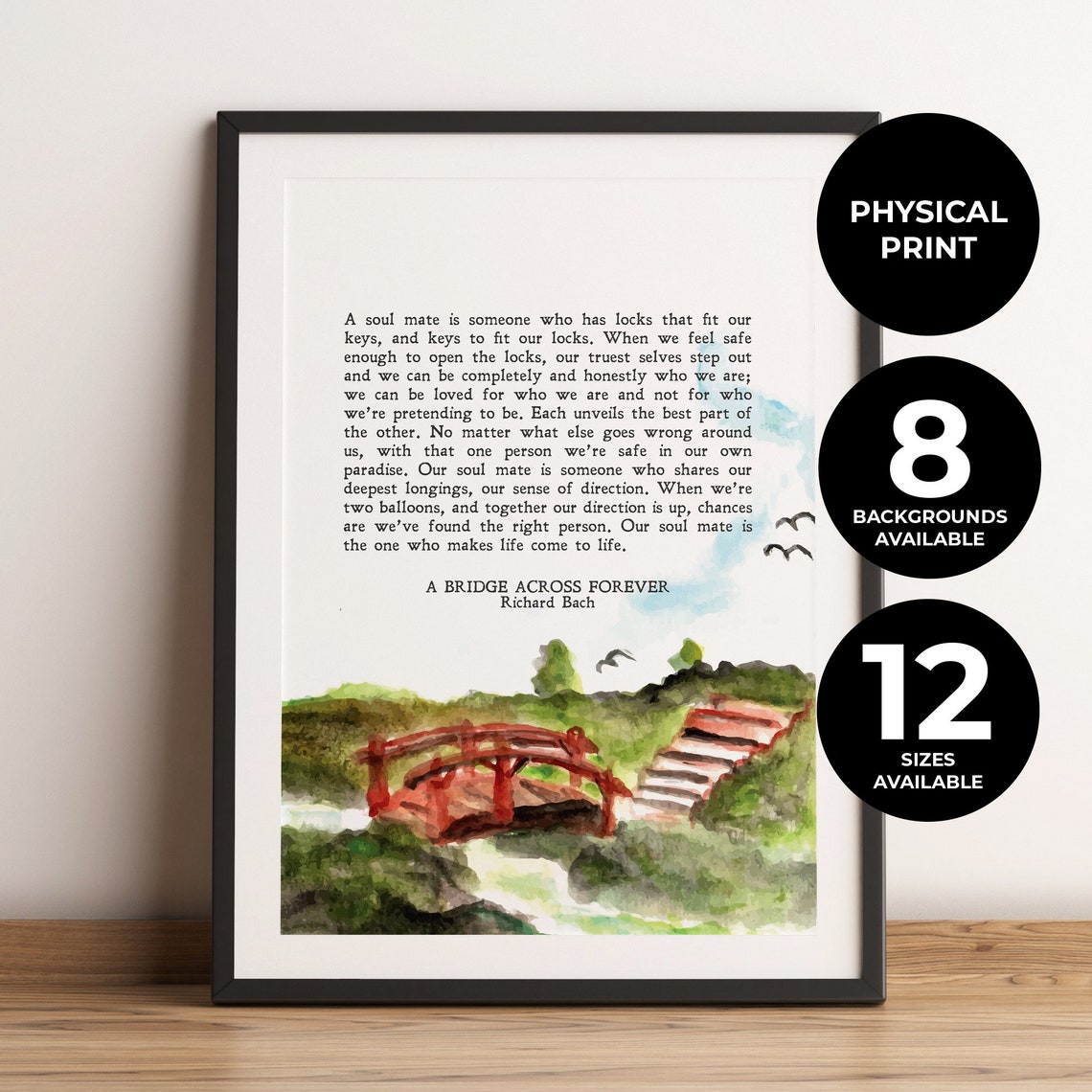 Richard Bach A Bridge Across Forever Soulmate Love Quote Art Print