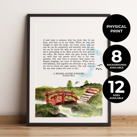A Bridge Across Forever Richard Bach Poem Literature Life Soulmate Wall Art Minimalist Quote Physical Print No Frame