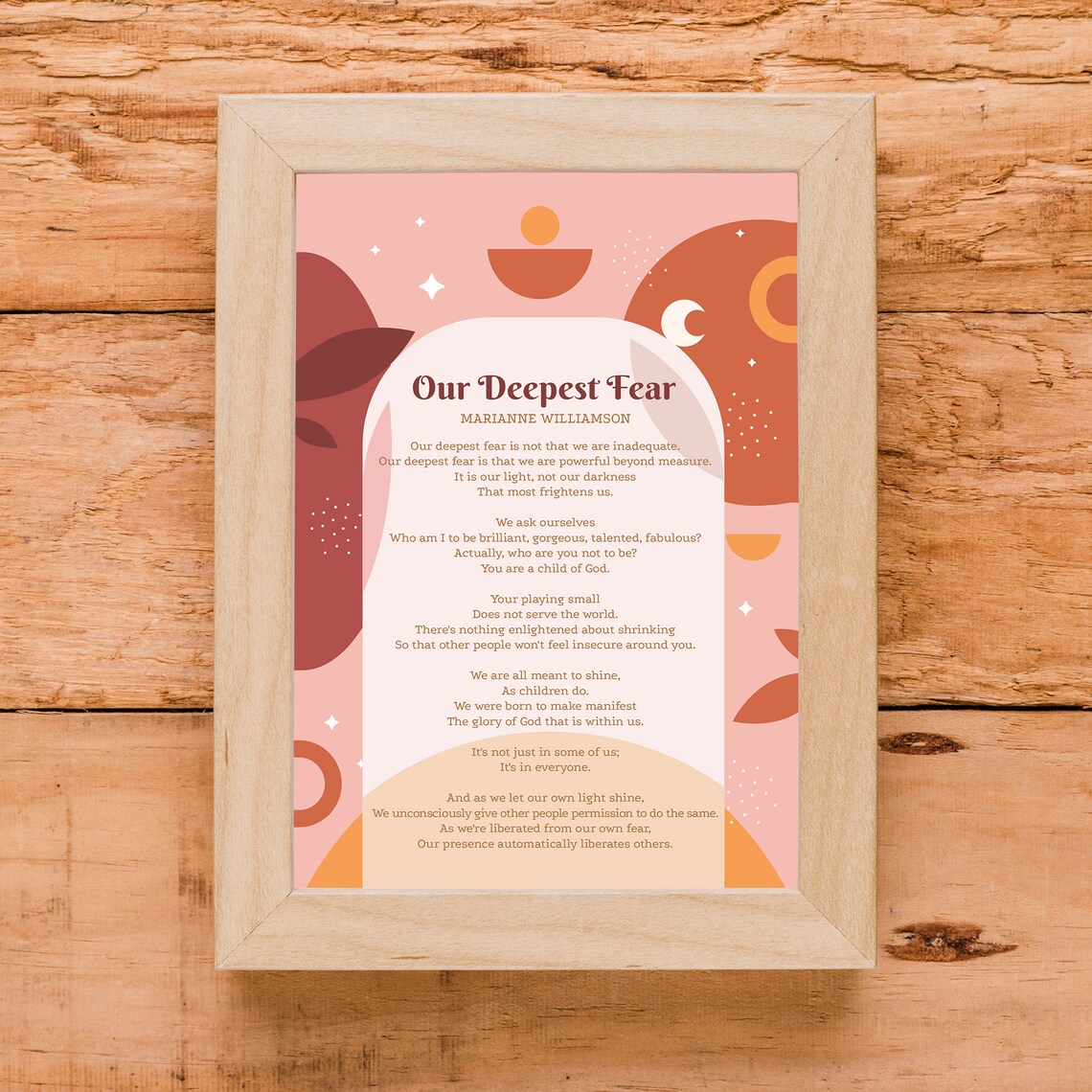 Our Deepest Fear, Marianne Williamson Art Print - Image 2