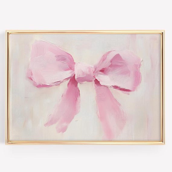 Girly Bow Art Print, Coquette Beige Decor
