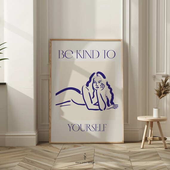 Woman Body Print For Living Room Minimalist Art Self Love Beige New Homeowner