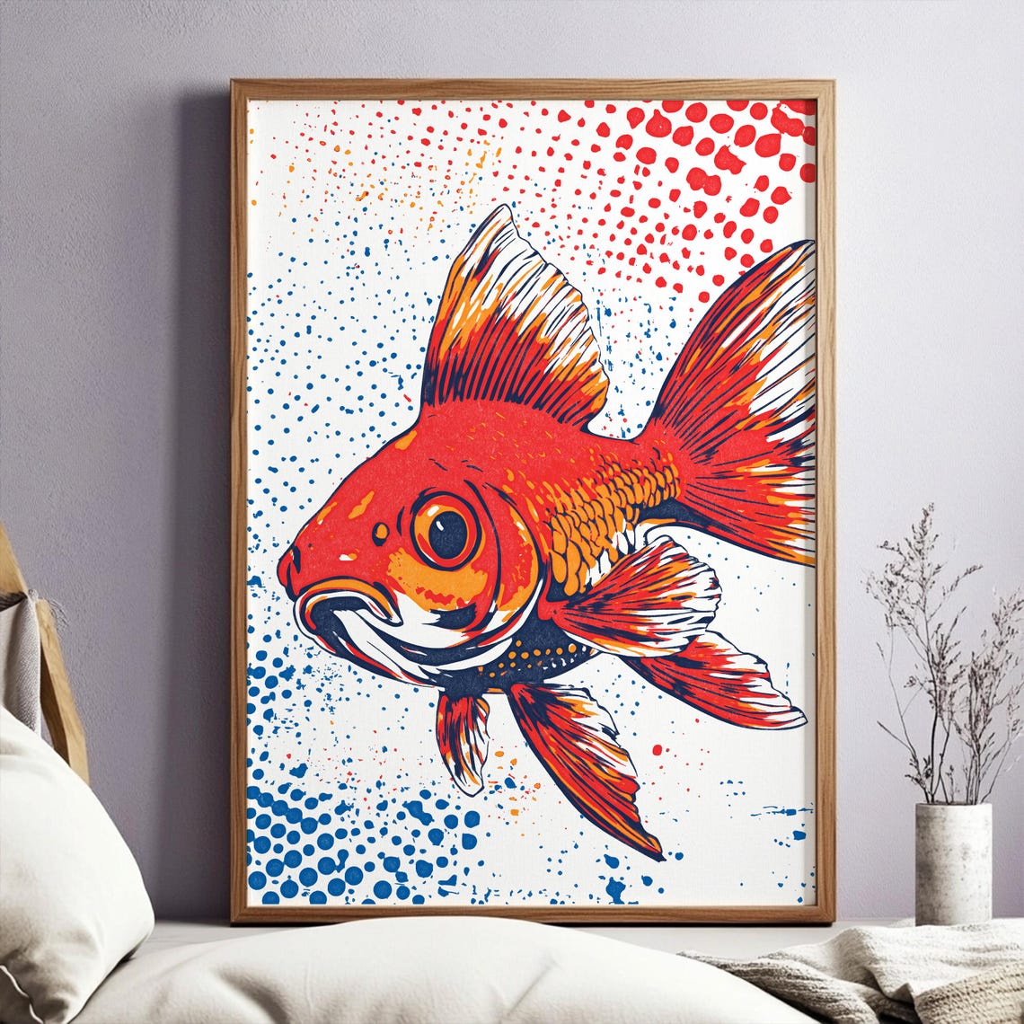 Goldfish Pop Art Print Bold Vibrant Fish Wall Art Japanese Inspired Retro Poster Modern Home Decor - Image 2