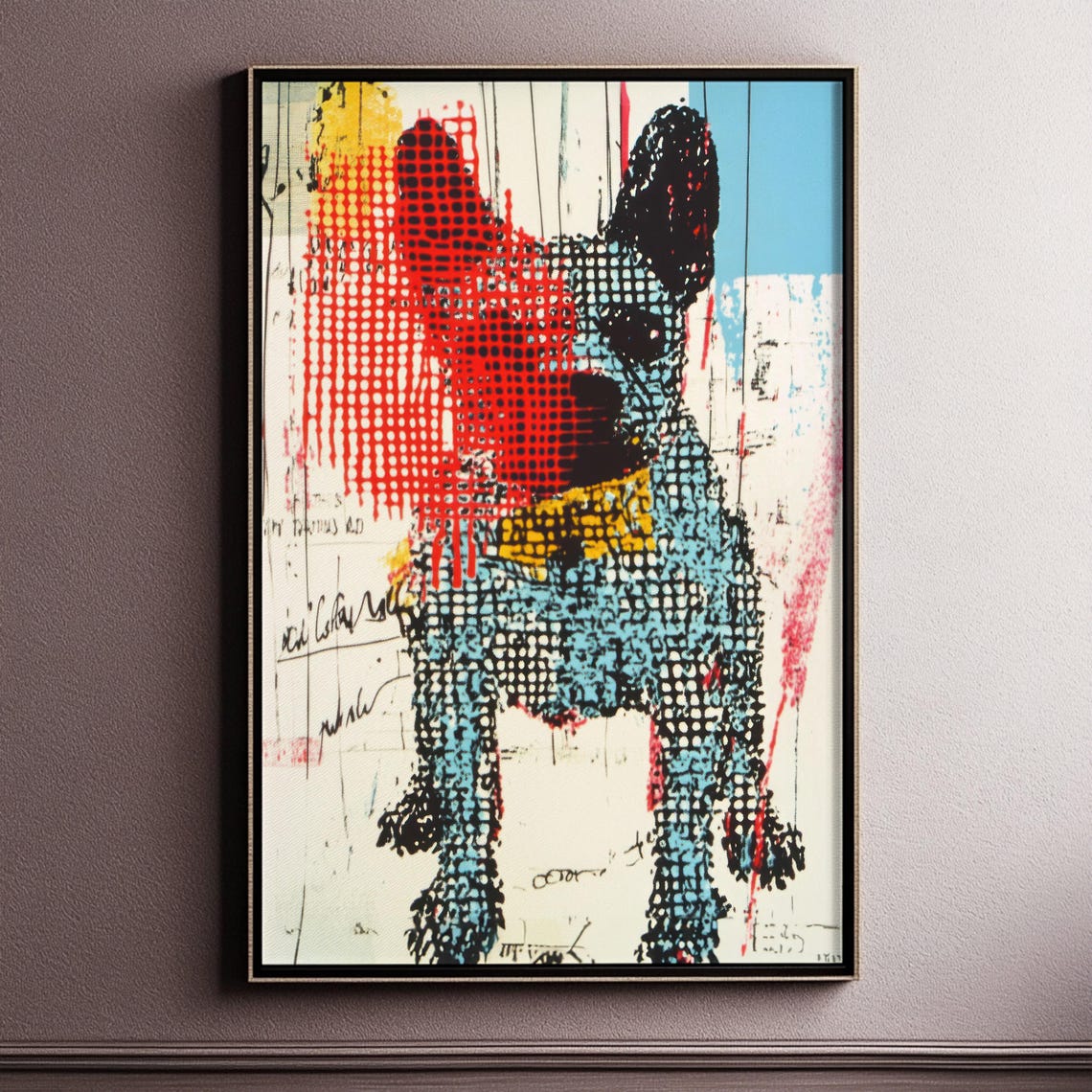 French Bulldog Pop Art Print Grunge Retro Dog Wall Art Bold Halftone Collage Instant - Image 3