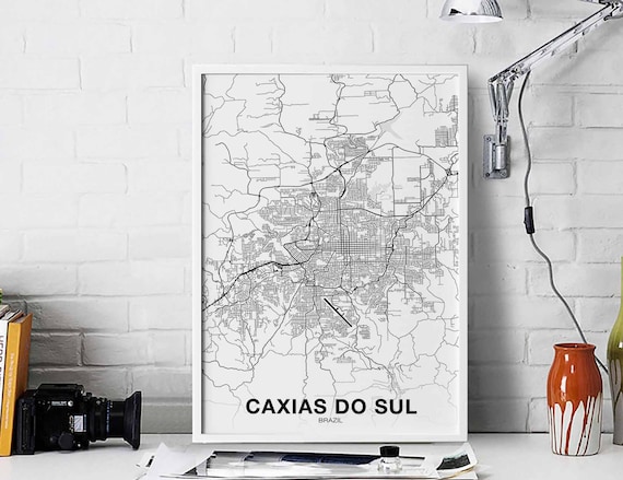 Caxias Do Sul Brazil Map Poster Hometown City Print Modern Home Decor Office Decoration Wall Art Dorm Bedroom Gift
