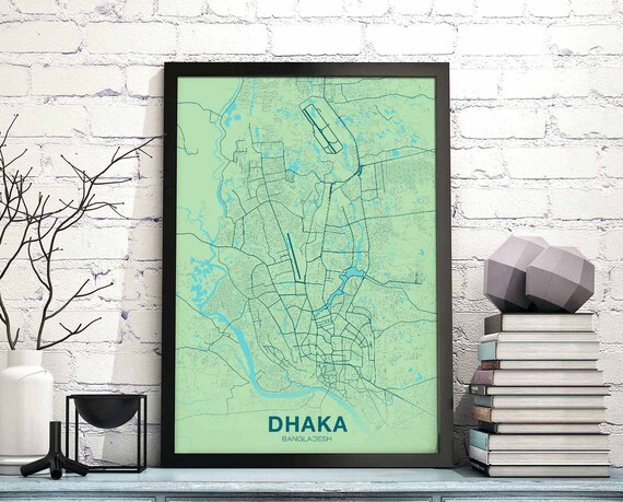 Dhaka Bangladesh Map Poster Color Hometown City Print Modern Home Decor Office Decoration Wall Art Dorm Bedroom Gift