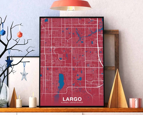 Largo Florida Fl Usa Poster Color Hometown City Print Modern Home Decor Office Decoration Wall Art Dorm Bedroom Gift