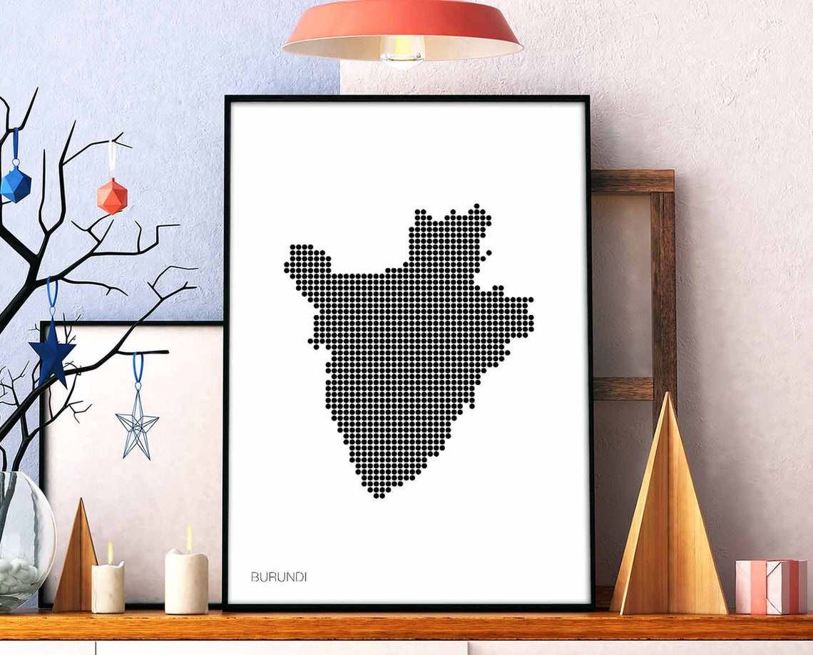 Burundi Minimal Dots Retro Map Poster