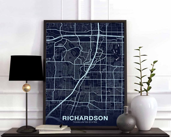 Richardson Texas Tx Usa Poster Color Hometown City Print Modern Home Decor Office Decoration Wall Art Dorm Bedroom Gift
