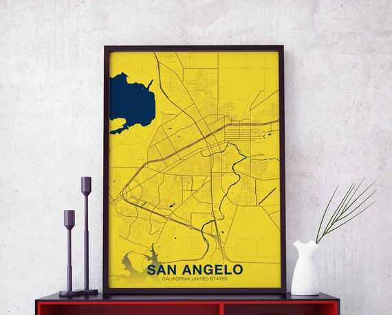 San Angelo Ca Usa Poster Color Hometown City Print Modern Home Decor Office Decoration Wall Art Dorm Bedroom Gift