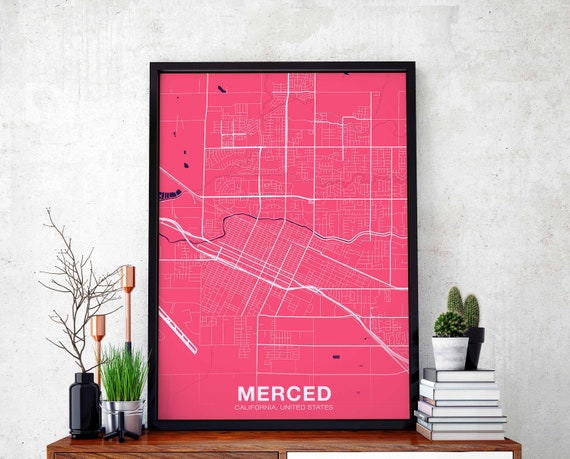 Merced Ca Usa Poster Color Hometown City Print Modern Home Decor Office Decoration Wall Art Dorm Bedroom Gift