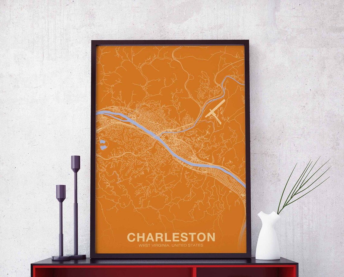 Charleston West Virginia USA Poster, Modern City Art Print