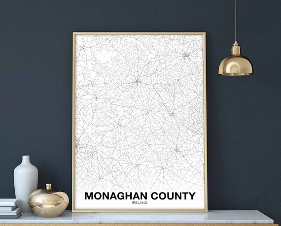 Monaghan Ireland Map Poster Hometown City Print Modern Home Decor Office Decoration Wall Art Dorm Bedroom Gift