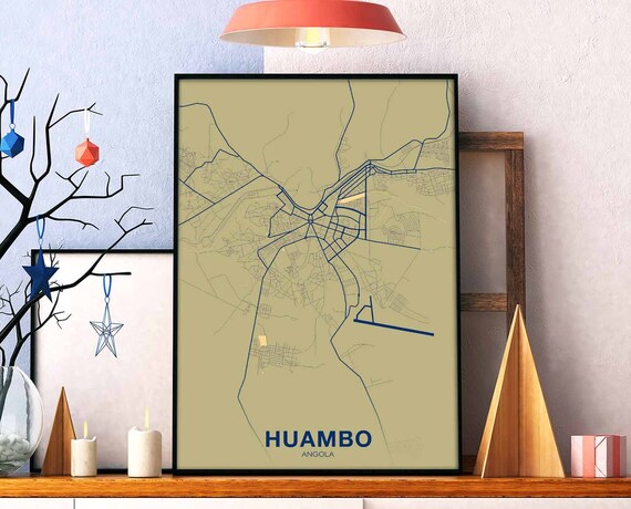 Huambo Angola Map Poster Color Hometown City Print Modern Home Decor Office Decoration Wall Art Dorm Bedroom Gift