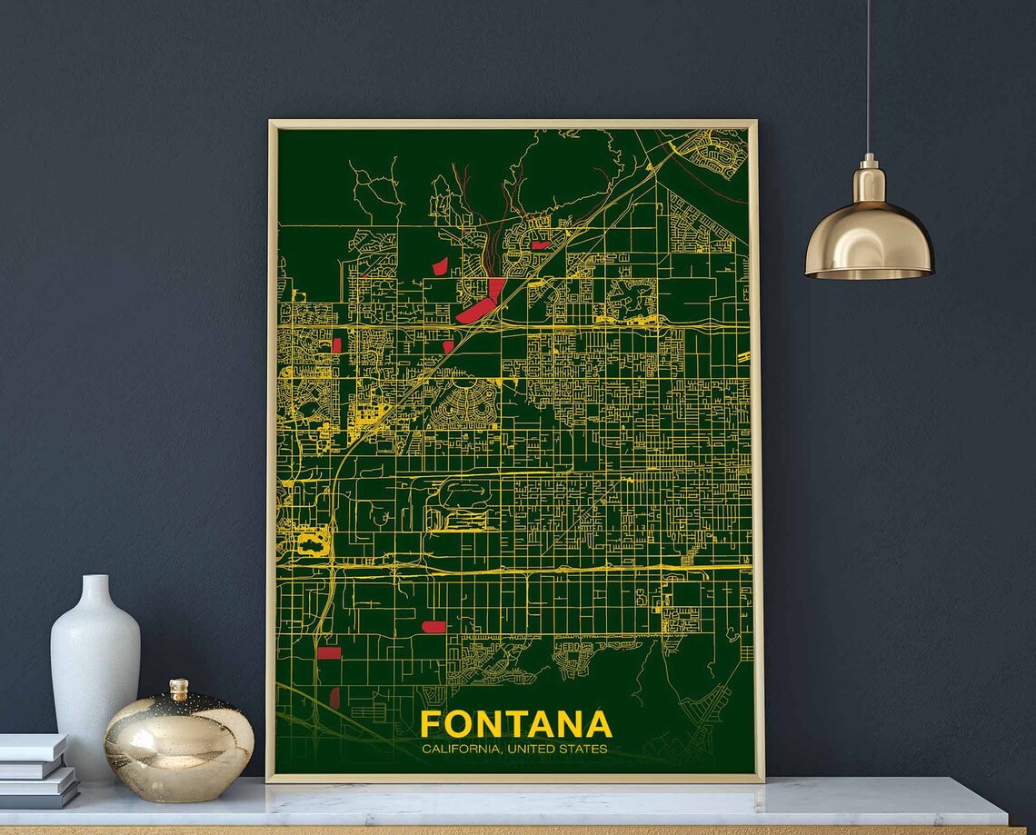 Fontana, CA USA Poster Print, City Wall Art