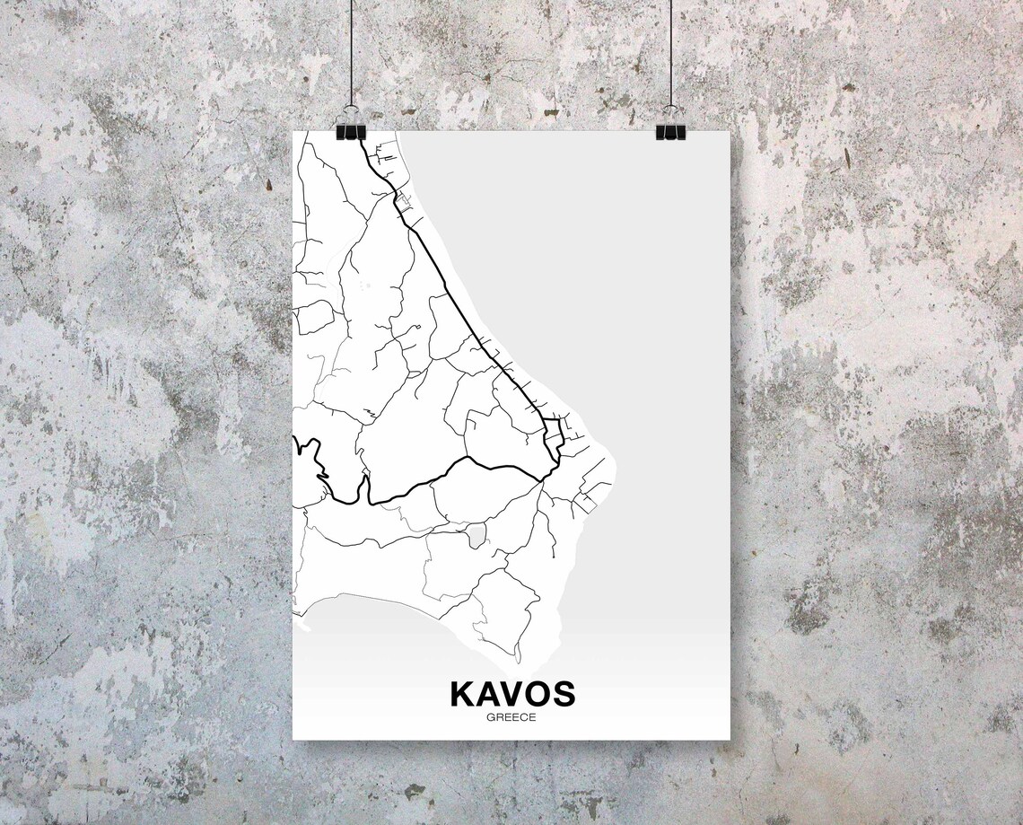 Kavos Greece City Street Map Minimalist Modern Home Decor Poster