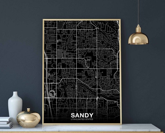 Sandy Utah USA Map Poster, Modern Home Decor