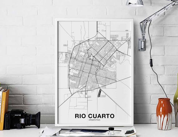 Rio Cuarto Argentina Map Poster, Modern Home Decor