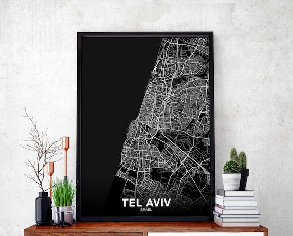 Tel Aviv Israel Map Poster Hometown City Print Modern Home Decor Office Decoration Wall Art Dorm Bedroom Gift