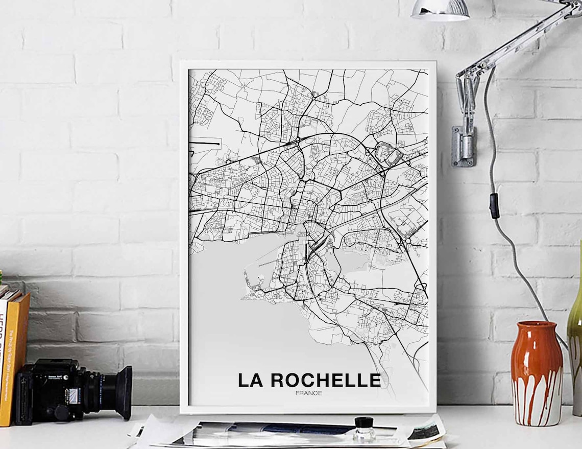 La Rochelle France Map Poster, Modern Home Decor
