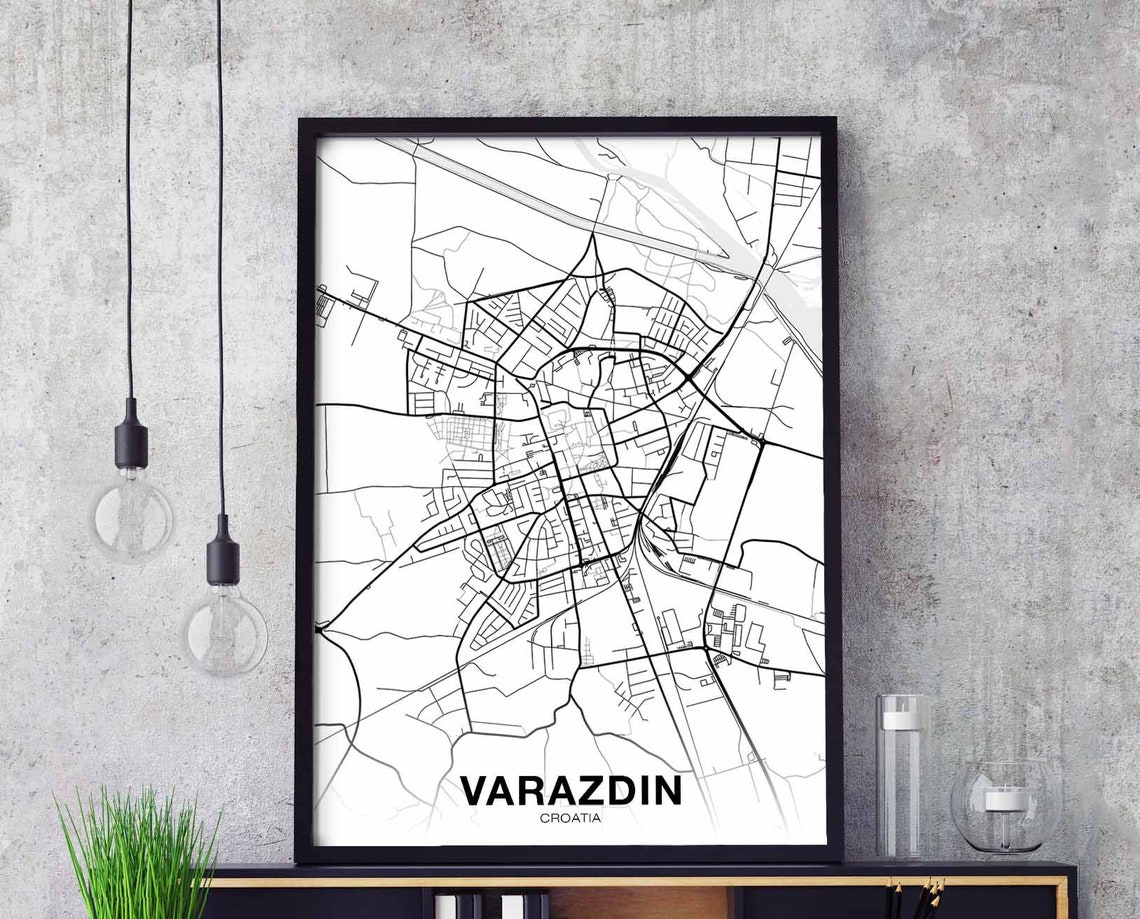 Varazdin Croatia Minimalist White City Map Modern Decor Poster