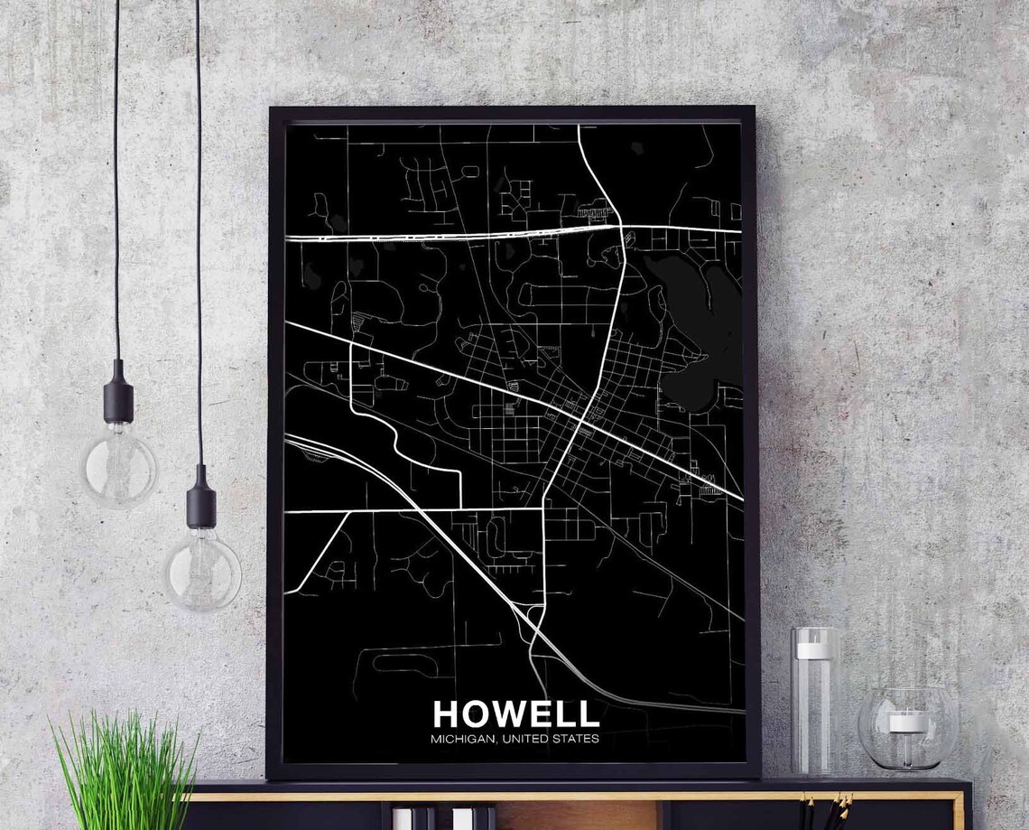 Howell Michigan United States Night Style City Map Art Poster