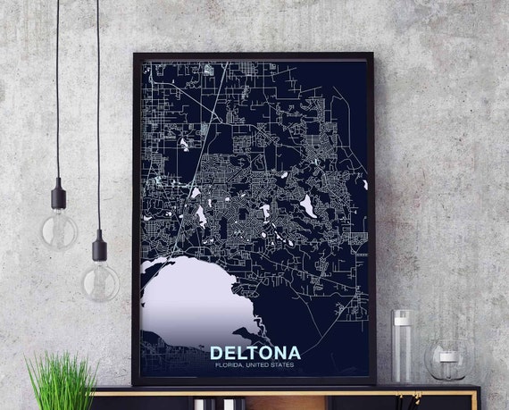 Deltona Florida Fl Usa Poster Color Hometown City Print Modern Home Decor Office Decoration Wall Art Dorm Bedroom Gift