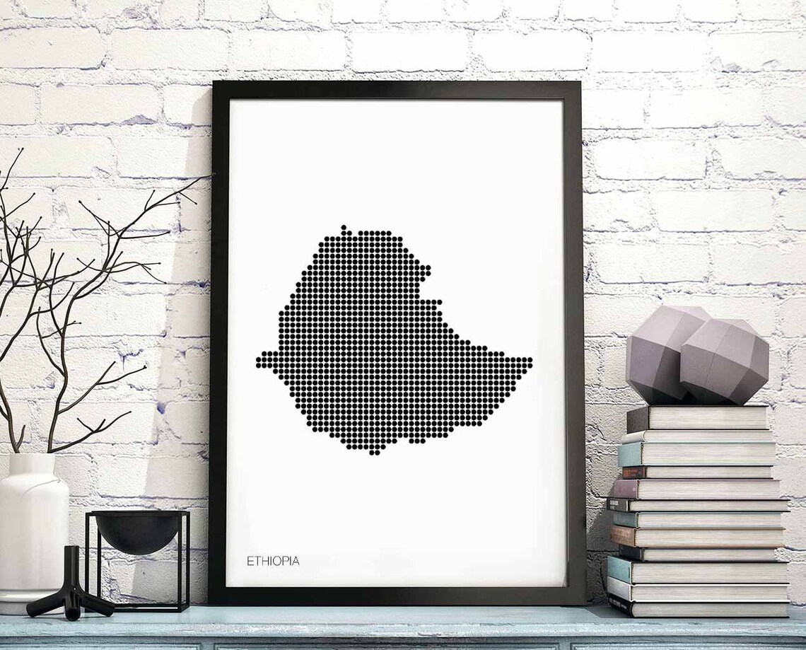 Ethiopia Minimal Dots Retro Map Art Print