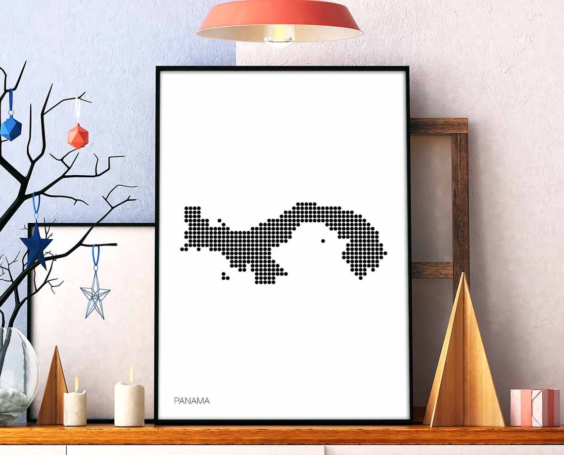 Panama Dotted Map Black Dot Minimalist Country Silhouette Art Poster