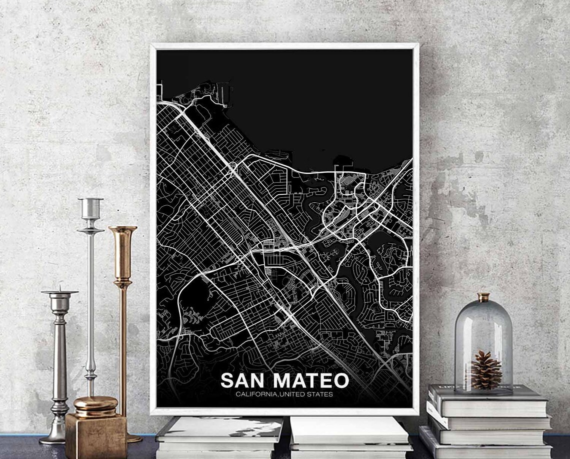 San Mateo USA Map Poster, Modern City Art Print