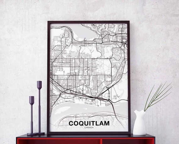 Coquitlam Canada Map Poster Hometown City Print Modern Home Decor Office Decoration Wall Art Dorm Bedroom Gift