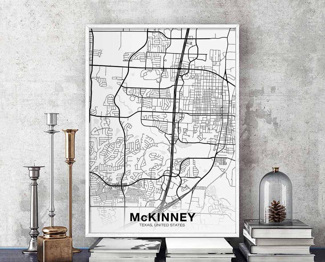 McKinney Texas USA Minimalist White City Map Modern Decor Poster