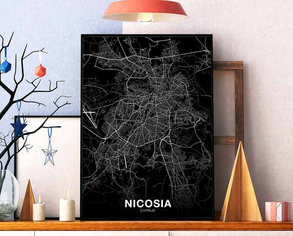 Nicosia Cyprus Map Poster Hometown City Print Modern Home Decor Office Decoration Wall Art Dorm Bedroom Gift